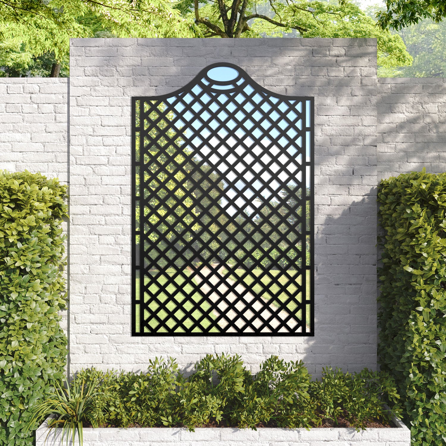 Oxford Arched outdoor decorative mirrored panel