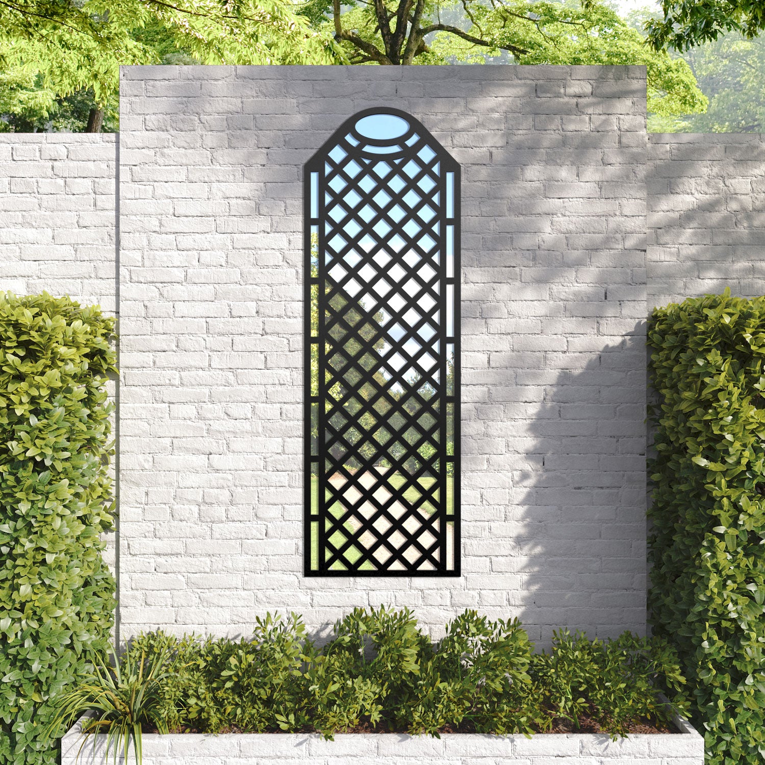 Oxford Arched outdoor decorative mirrored panel
