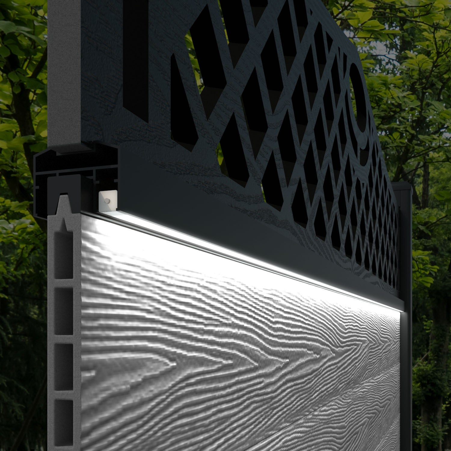 Fusion Regal Hive Fence Panel - Anthracite - with our composite posts