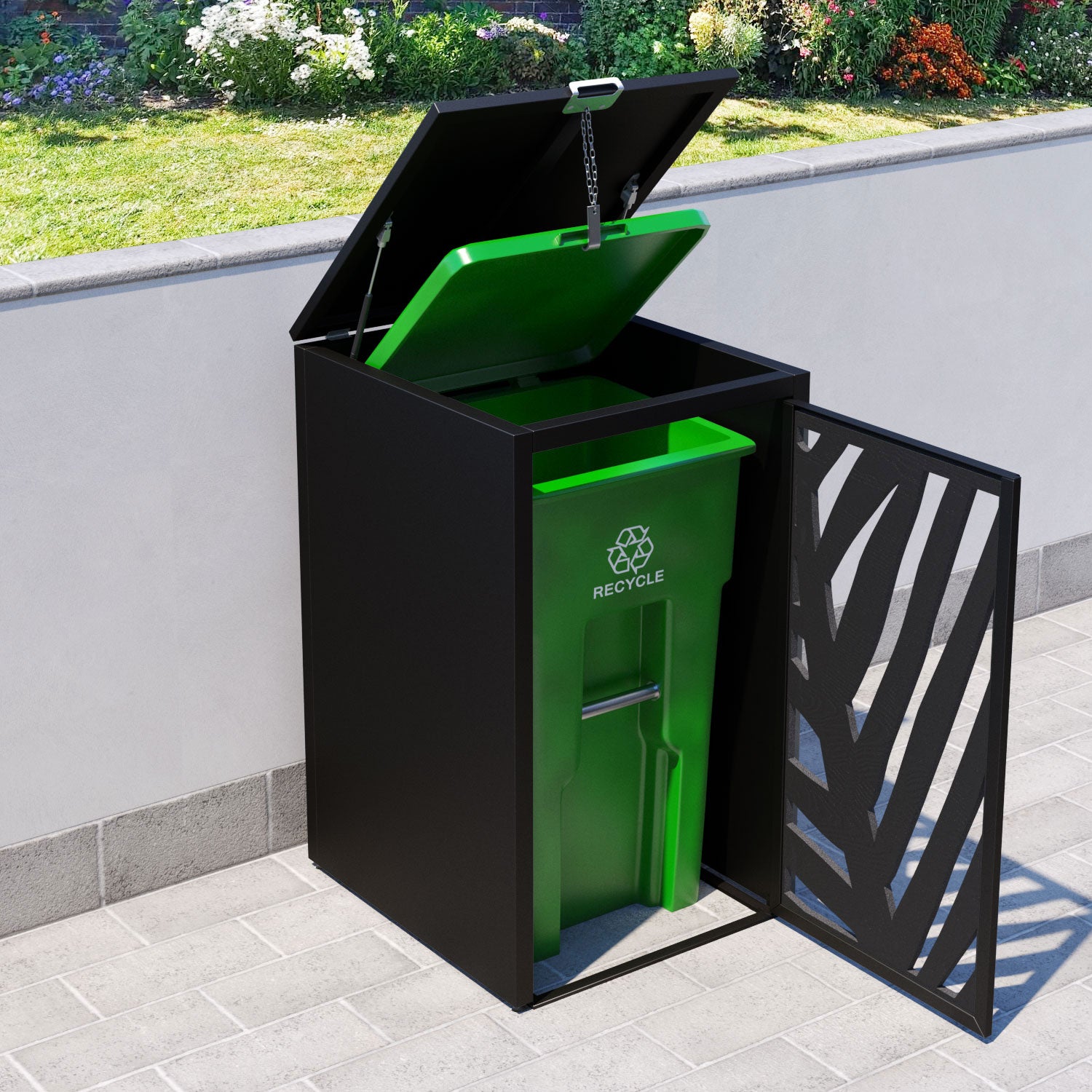 Black 1 Bin Store with Palm Door Screen