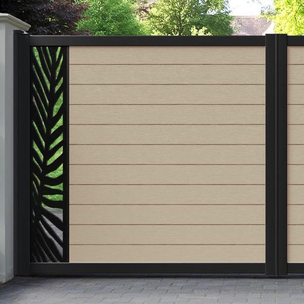 Fusion Palm Straight Top Driveway Gate - Light Oak - End Screen