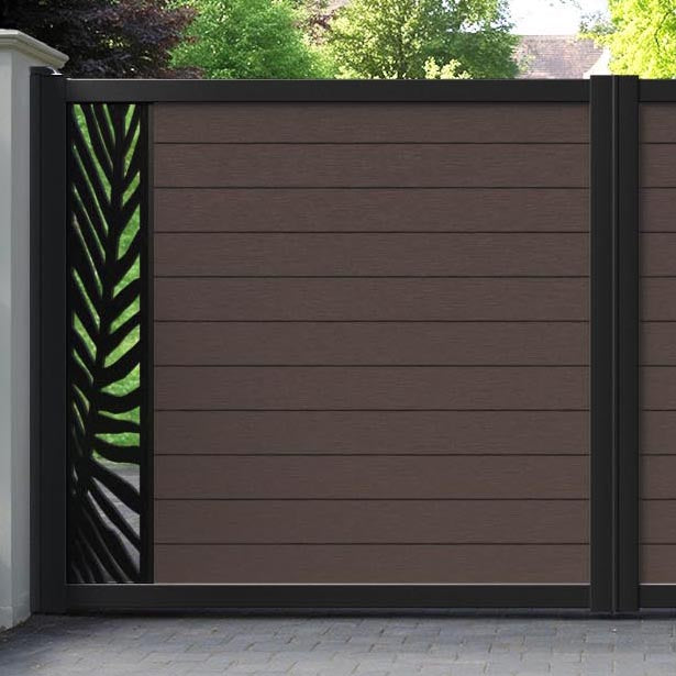 Fusion Palm Straight Top Driveway Gate - Mid Brown - End Screen