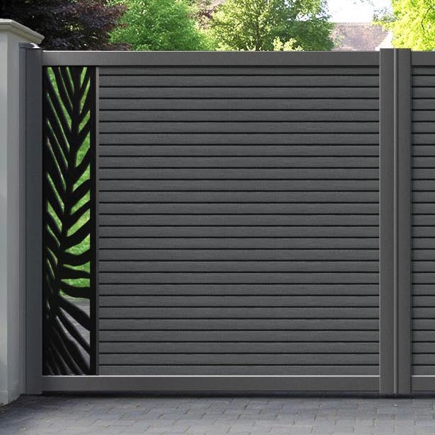 Hudson Palm Straight Top Driveway Gate - Dark Grey - End Screen