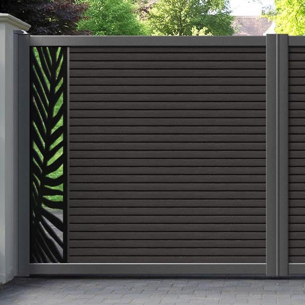 Hudson Palm Straight Top Driveway Gate - Dark Oak - End Screen