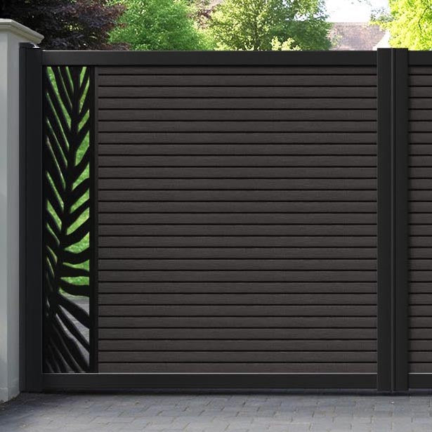 Hudson Palm Straight Top Driveway Gate - Dark Oak - End Screen