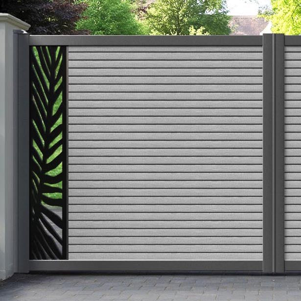 Hudson Palm Straight Top Driveway Gate - Light Grey - End Screen