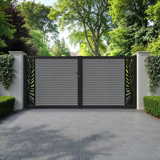 Hudson Palm Straight Top Driveway Gate - Mid Grey - End Screen