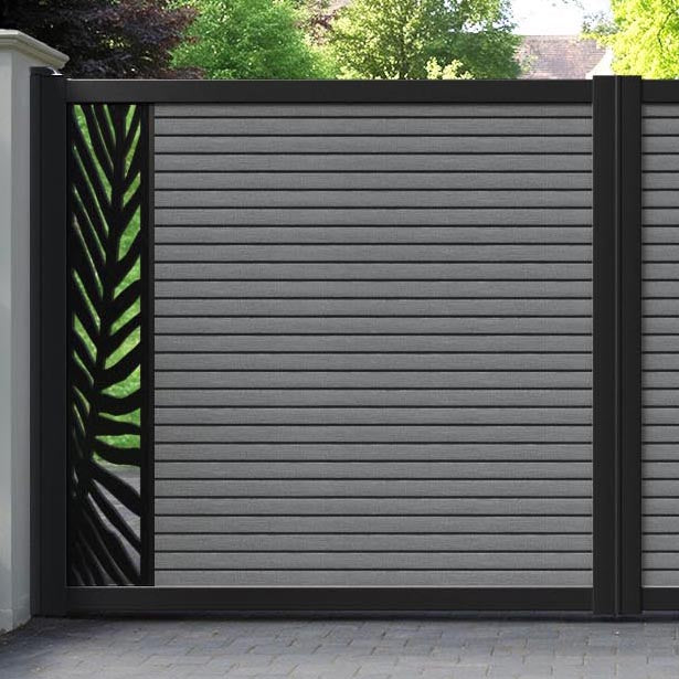 Hudson Palm Straight Top Driveway Gate - Mid Grey - End Screen
