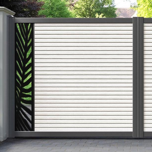 Hudson Palm Straight Top Driveway Gate - Light Stone - End Screen