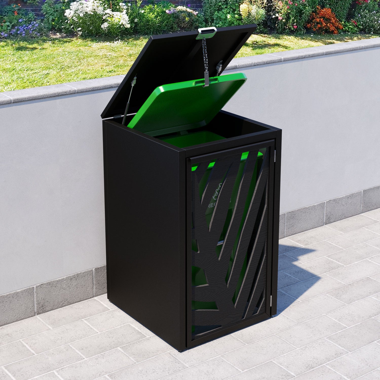 Black 1 Bin Store with Palm Door Screen