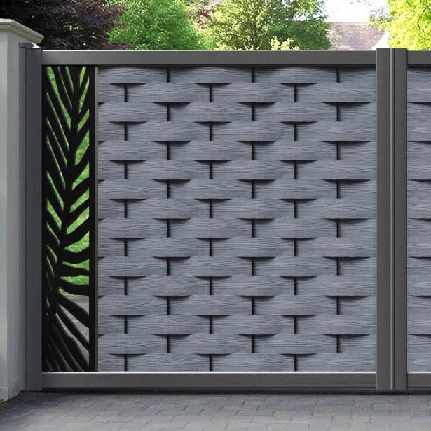 Ripple Palm Straight Top Driveway Gate - Anthracite - End Screen