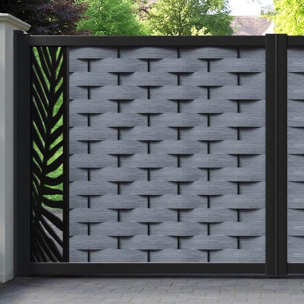 Ripple Palm Straight Top Driveway Gate - Anthracite - End Screen