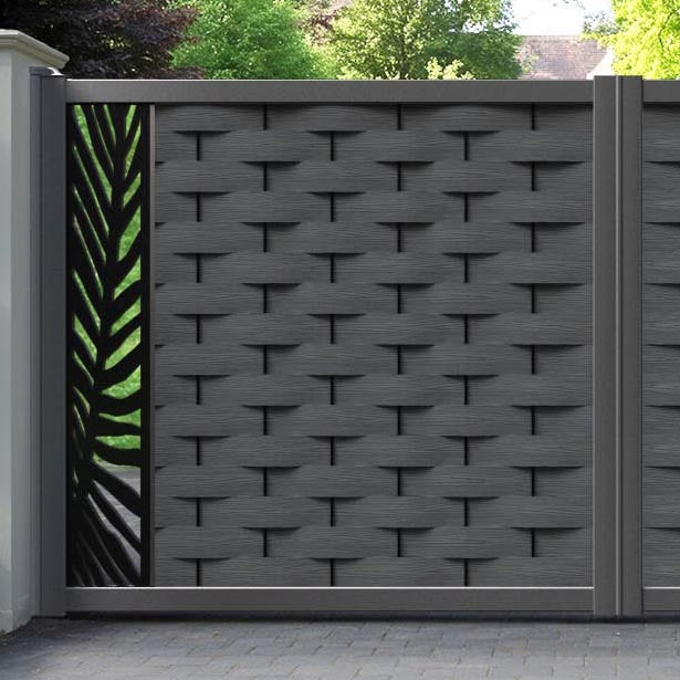 Ripple Palm Straight Top Driveway Gate - Dark Grey - End Screen