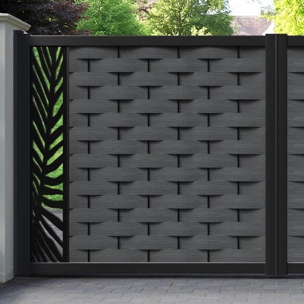 Ripple Palm Straight Top Driveway Gate - Dark Grey - End Screen