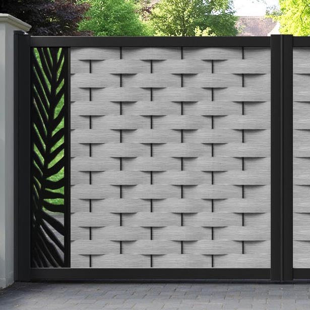Ripple Palm Straight Top Driveway Gate - Light Grey - End Screen