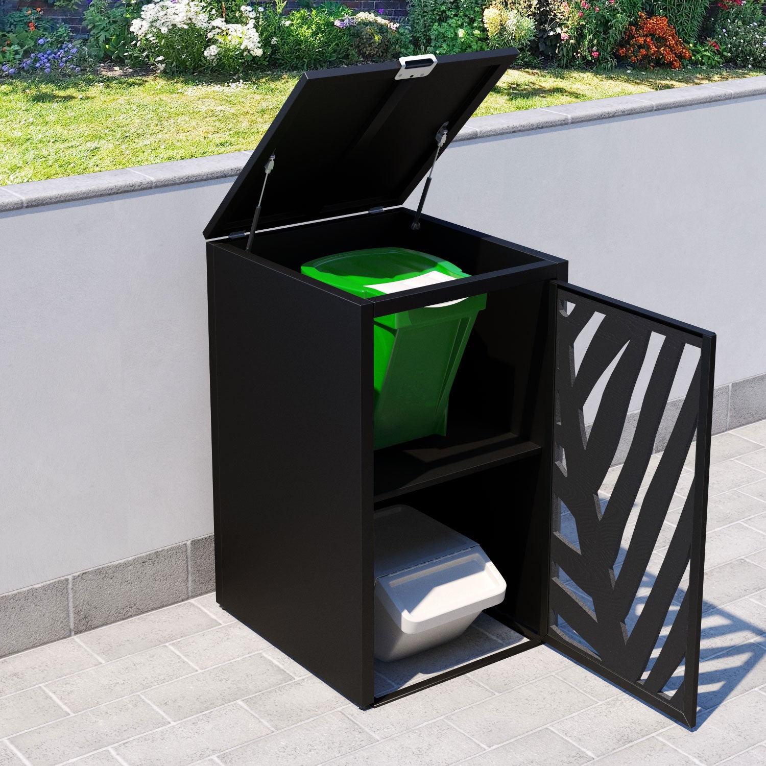 Black 1 Bin Store with Palm Door Screen