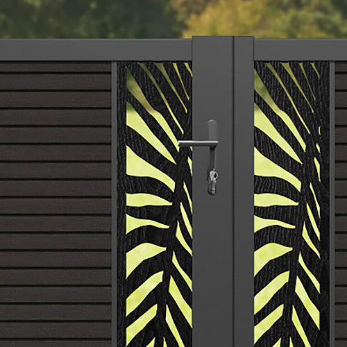 Hudson Palm Straight Top Driveway Gate - Dark Oak - Middle & End Screen