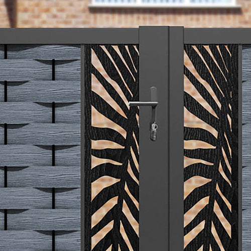 Ripple Palm Straight Top Driveway Gate - Anthracite - Middle Screen