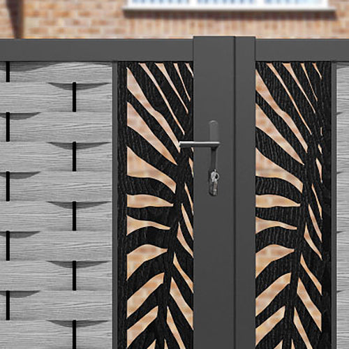 Ripple Palm Straight Top Driveway Gate - Light Grey - Middle Screen