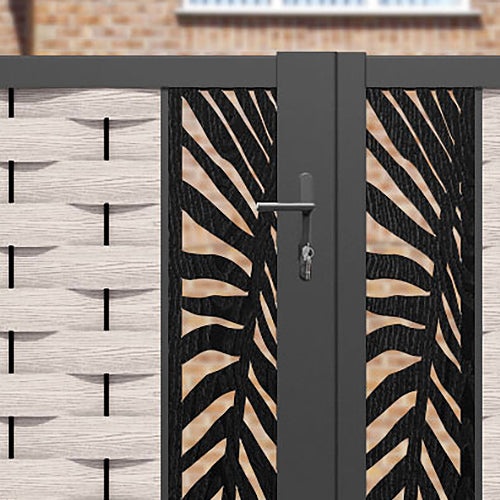 Ripple Palm Straight Top Driveway Gate - Mid Stone - Middle & End Screen