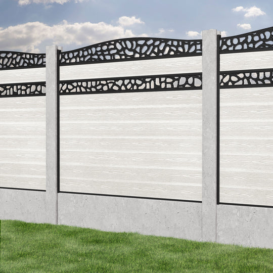 Classic Pebble Curved Top Split Screen Fence Panel - Light Stone - for existing concrete posts