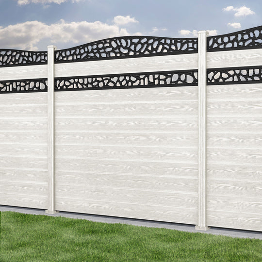 Classic Pebble Curved Top Split Screen Fence Panel - Light Stone - with our composite posts
