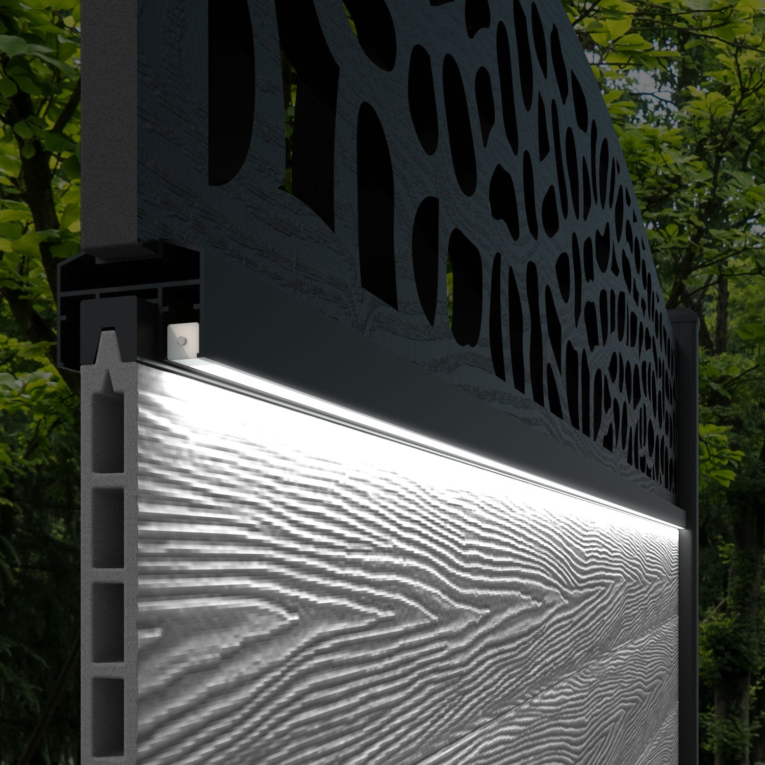 Classic Petal Curved Top Fence Panel - Anthracite - with our aluminium posts