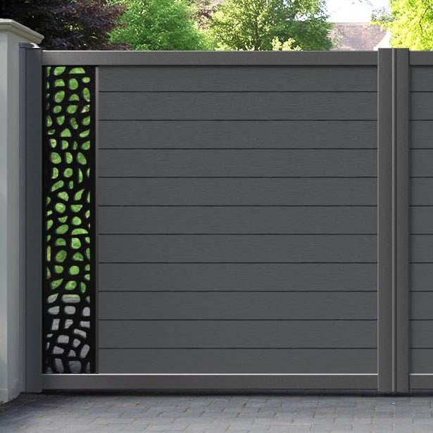 Fusion Pebble Straight Top Driveway Gate - Dark Grey - End Screen