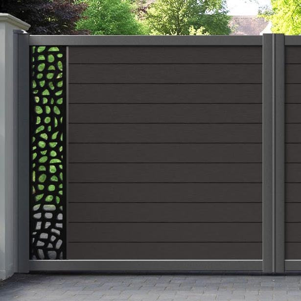 Fusion Pebble Straight Top Driveway Gate - Dark Oak - End Screen