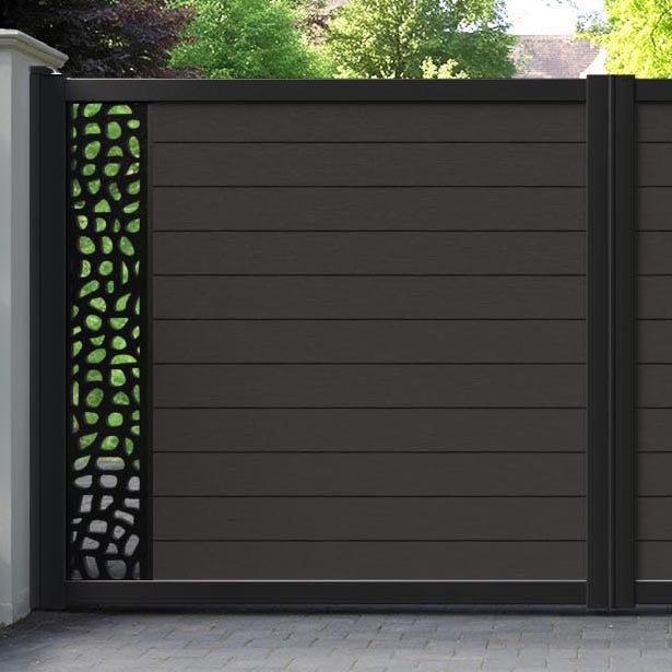 Fusion Pebble Straight Top Driveway Gate - Dark Oak - End Screen