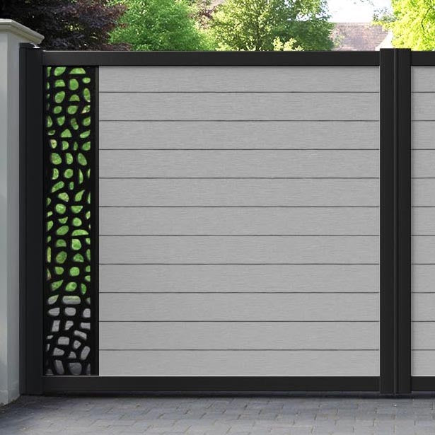 Fusion Pebble Straight Top Driveway Gate - Light Grey - End Screen