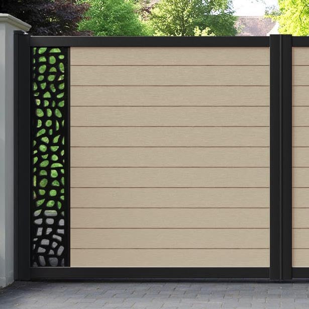 Fusion Pebble Straight Top Driveway Gate - Light Oak - End Screen