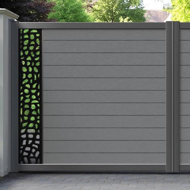 Fusion Pebble Straight Top Driveway Gate - Mid Grey - End Screen
