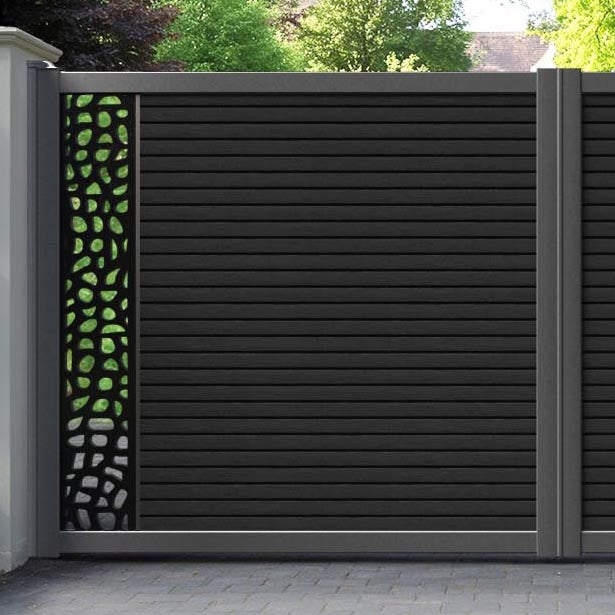 Hudson Pebble Straight Top Driveway Gate - Black - End Screen