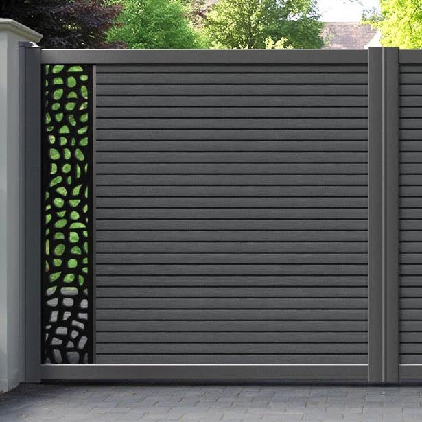 Hudson Pebble Straight Top Driveway Gate - Dark Grey - End Screen