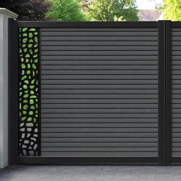 Hudson Pebble Straight Top Driveway Gate - Dark Grey - End Screen