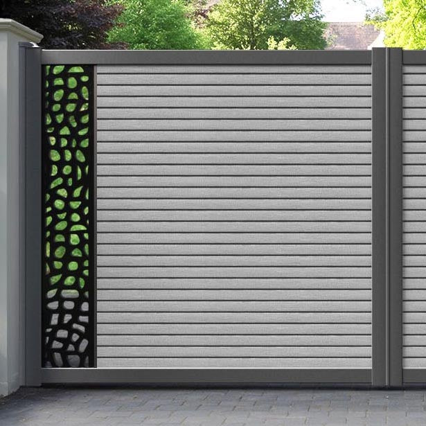 Hudson Pebble Straight Top Driveway Gate - Light Grey - End Screen