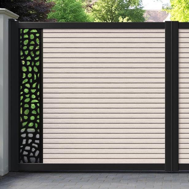 Hudson Pebble Straight Top Driveway Gate - Mid Stone - End Screen