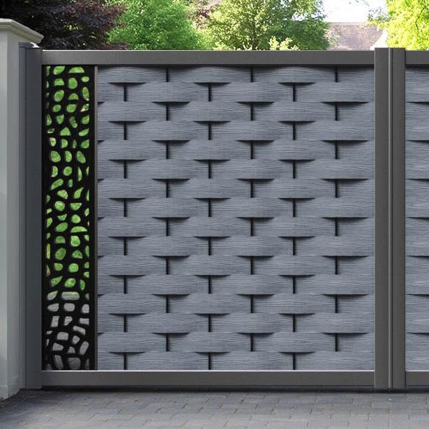 Ripple Pebble Straight Top Driveway Gate - Anthracite - End Screen