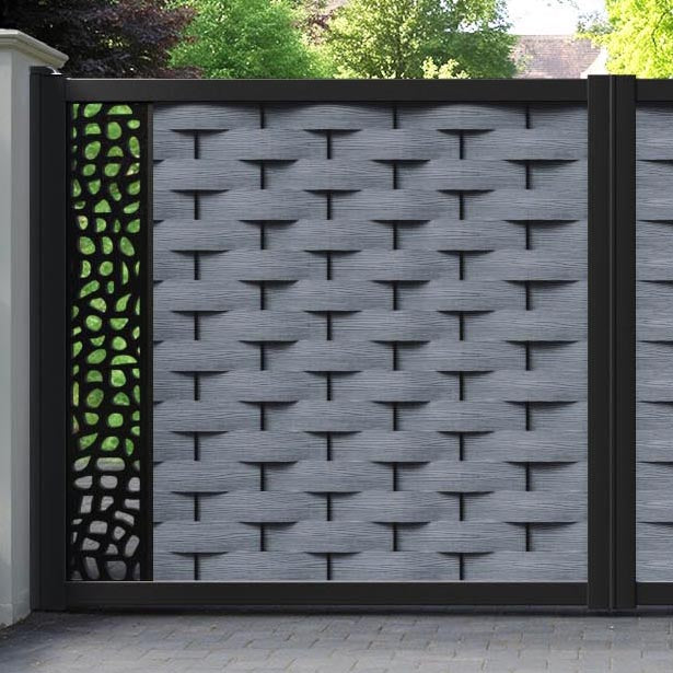 Ripple Pebble Straight Top Driveway Gate - Anthracite - End Screen