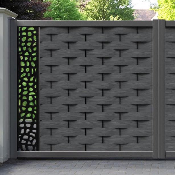 Ripple Pebble Straight Top Driveway Gate - Dark Grey - End Screen
