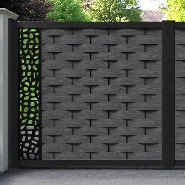 Ripple Pebble Straight Top Driveway Gate - Dark Grey - End Screen