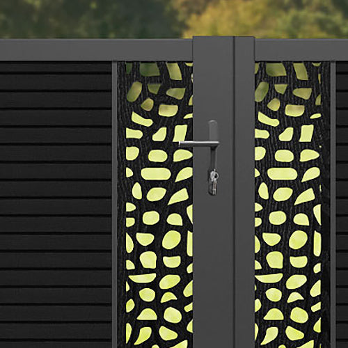 Hudson Pebble Straight Top Driveway Gate - Black - Middle & End Screen