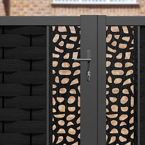 Ripple Pebble Straight Top Driveway Gate - Black - Middle & End Screen