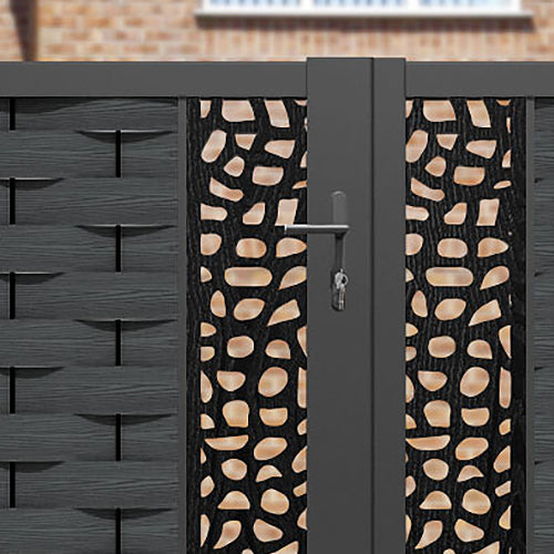 Ripple Pebble Straight Top Driveway Gate - Dark Grey - Middle & End Screen