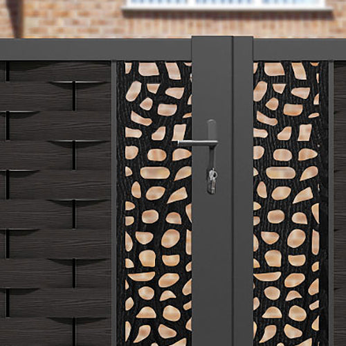 Ripple Pebble Straight Top Driveway Gate - Dark Oak - Middle & End Screen