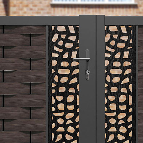 Ripple Pebble Straight Top Driveway Gate - Mid Brown - Middle & End Screen