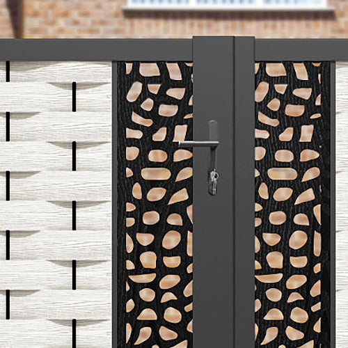 Ripple Pebble Straight Top Driveway Gate - Light Stone - Middle & End Screen