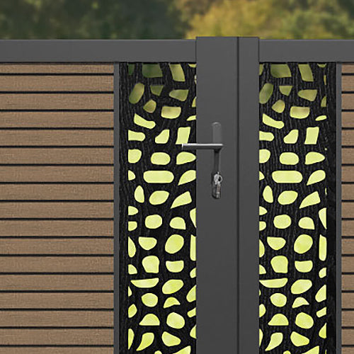 Hudson Pebble Straight Top Driveway Gate - Teak - Middle Screen