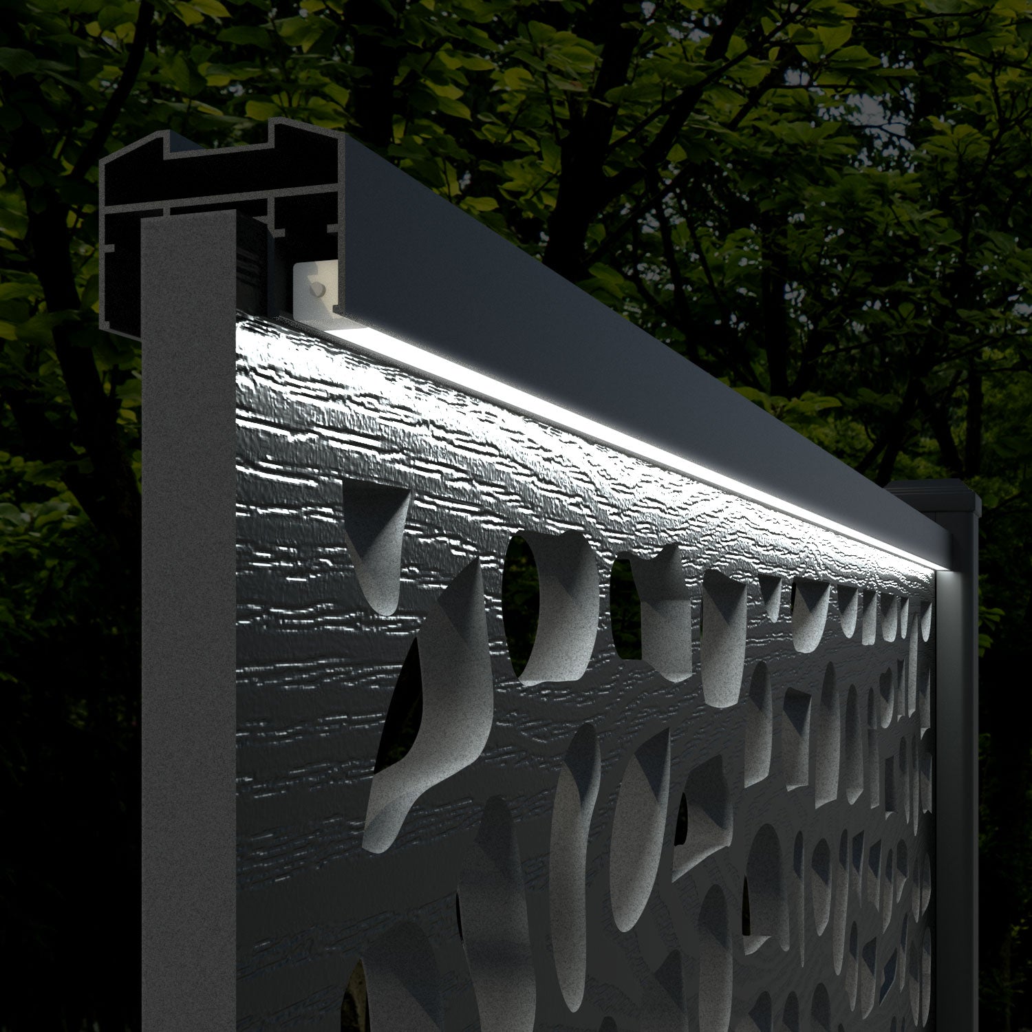 Classic Pebble Fence Panel - Dark Grey - with our aluminium posts